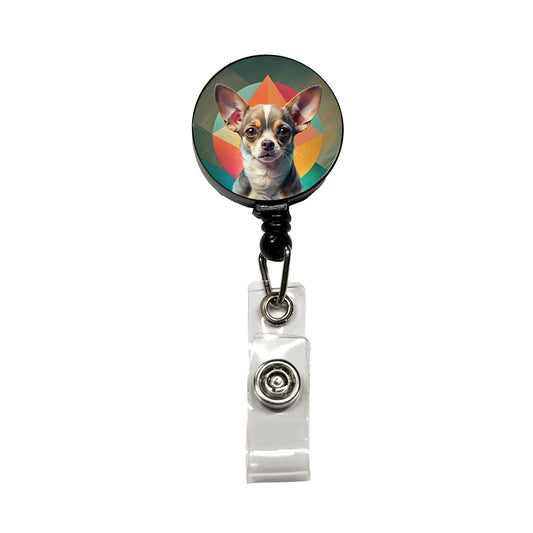 Chihuahua Dog Contemporary Art Retractable ID Key Card Name Tag Badge Holder with Clip