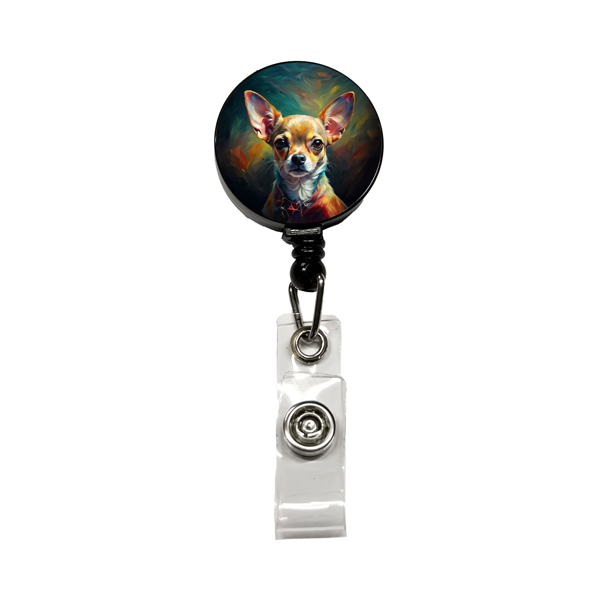 Chihuahua Dog Expressionism Art Retractable ID Key Card Name Tag Badge Holder with Clip