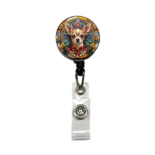 Chihuahua Dog French Bohemian Art Retractable ID Key Card Name Tag Badge Holder with Clip