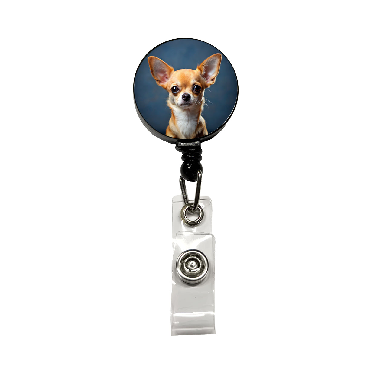 Chihuahua Dog Photo Retractable ID Key Card Name Tag Badge Holder with Clip