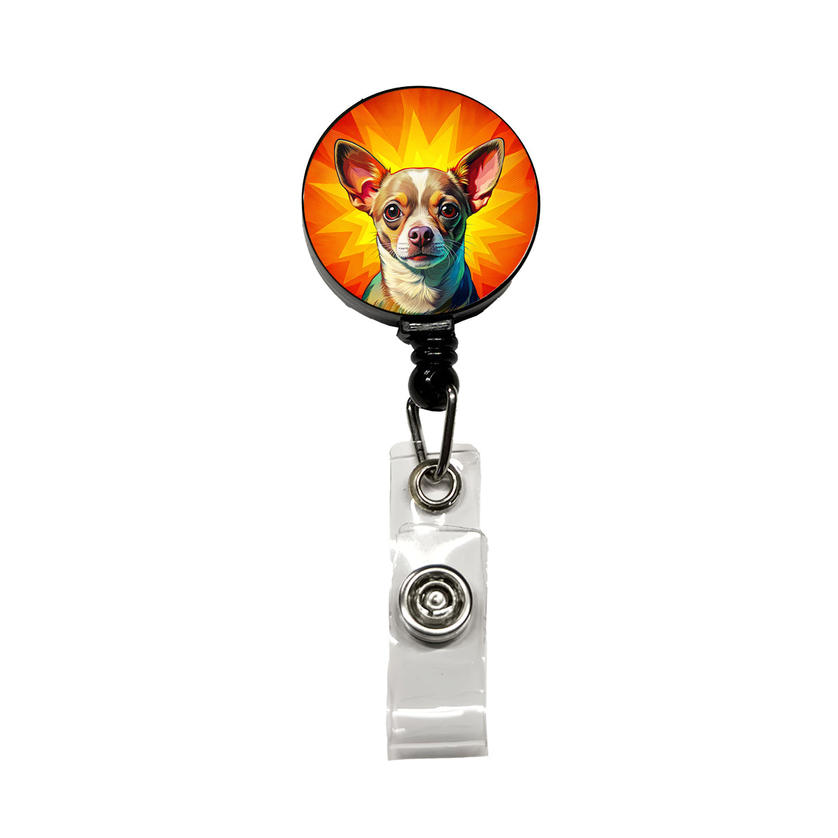Chihuahua Dog Pop Art Retractable ID Key Card Name Tag Badge Holder with Clip