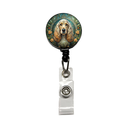 Cocker Spaniel Dog Art Nouveau Retractable ID Key Card Name Tag Badge Holder with Clip