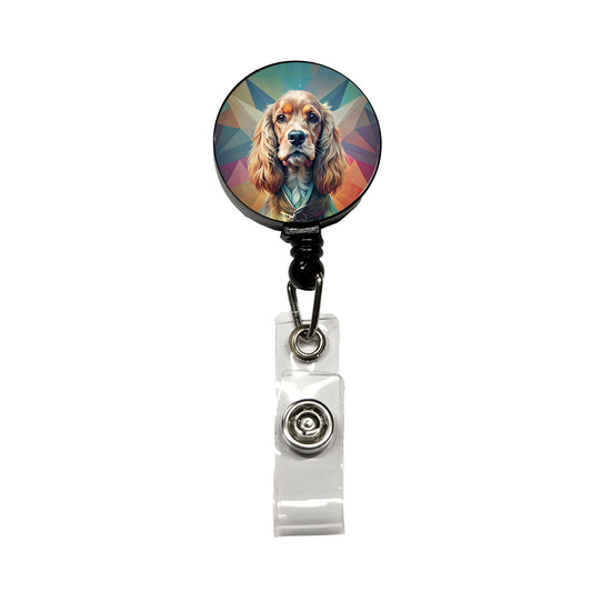 Cocker Spaniel Dog Contemporary Art Retractable ID Key Card Name Tag Badge Holder with Clip