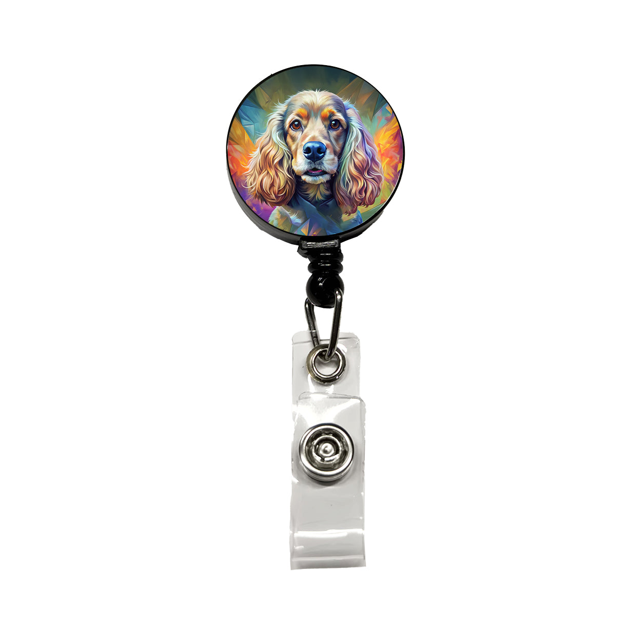 Cocker Spaniel Dog Expressionism Art Retractable ID Key Card Name Tag Badge Holder with Clip