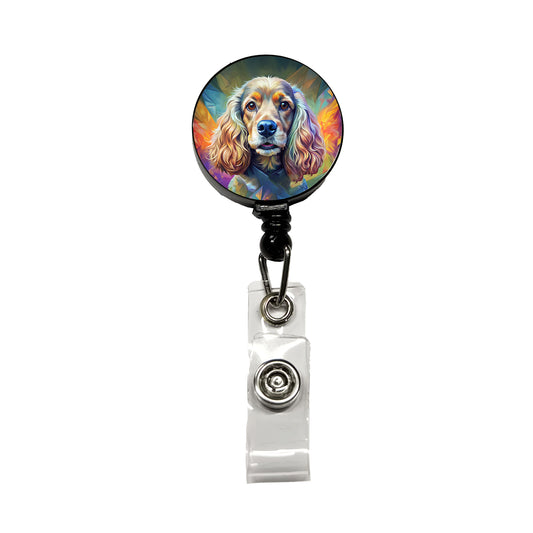 Cocker Spaniel Dog Expressionism Art Retractable ID Key Card Name Tag Badge Holder with Clip