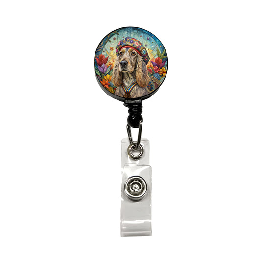 Cocker Spaniel Dog French Bohemian Art Retractable ID Key Card Name Tag Badge Holder with Clip