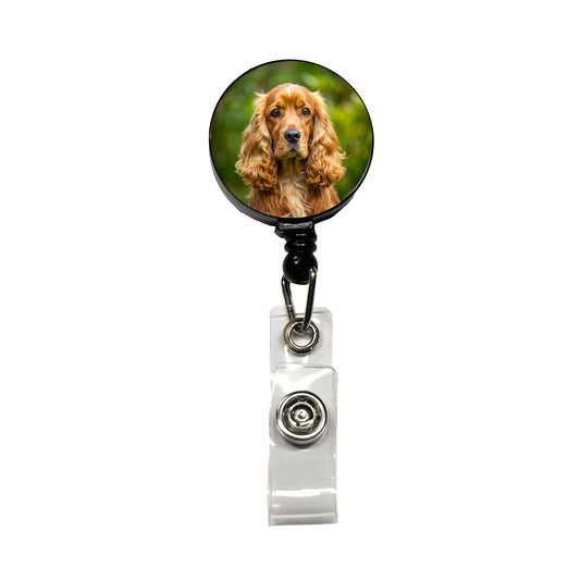 Cocker Spaniel Dog Photo Retractable ID Key Card Name Tag Badge Holder with Clip