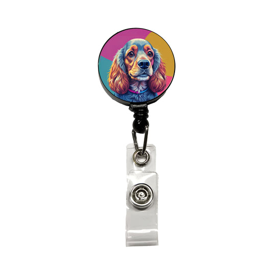 Cocker Spaniel Dog Pop Art Retractable ID Key Card Name Tag Badge Holder with Clip