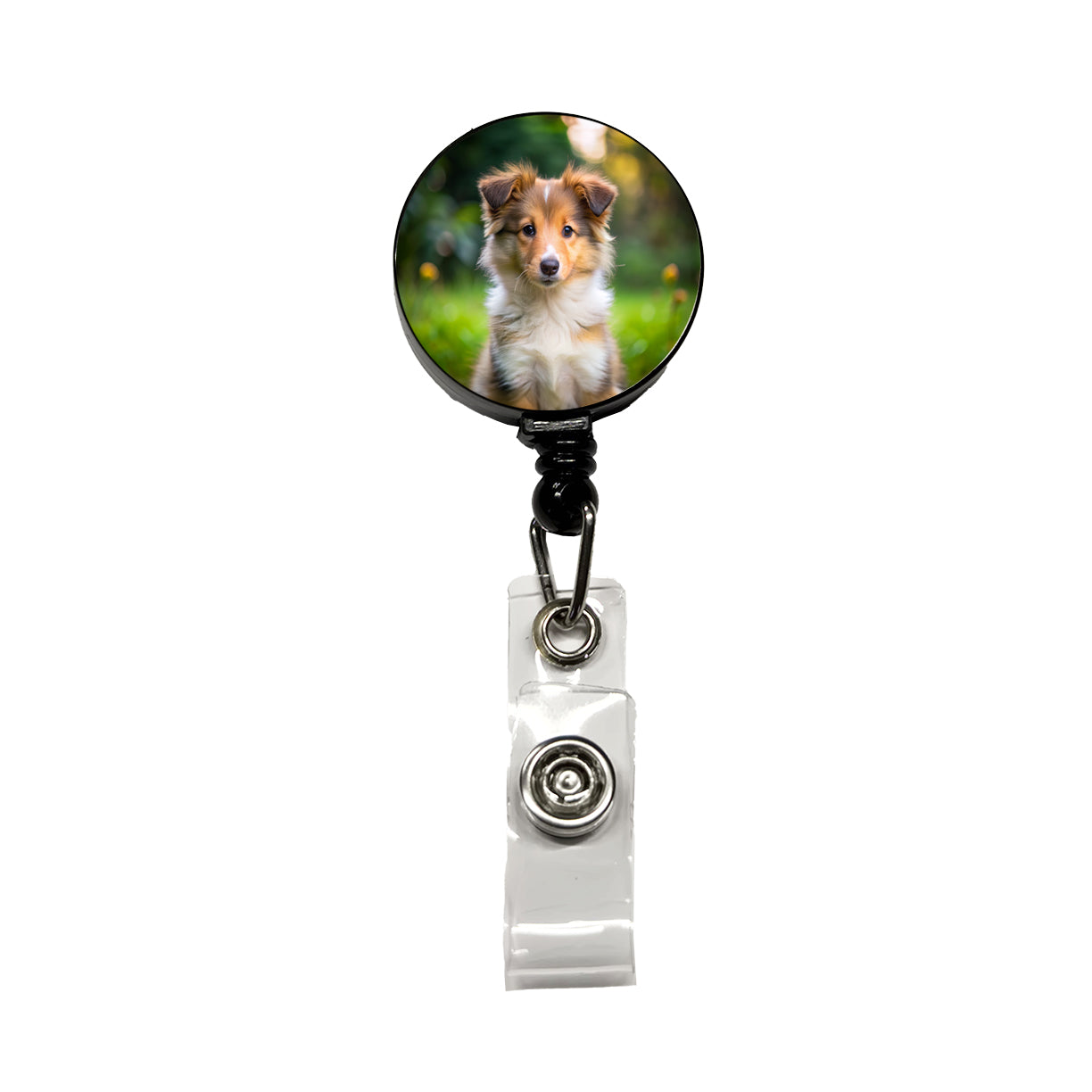 Collie Dog Puppy Photo Retractable ID Key Card Name Tag Badge Holder with Clip