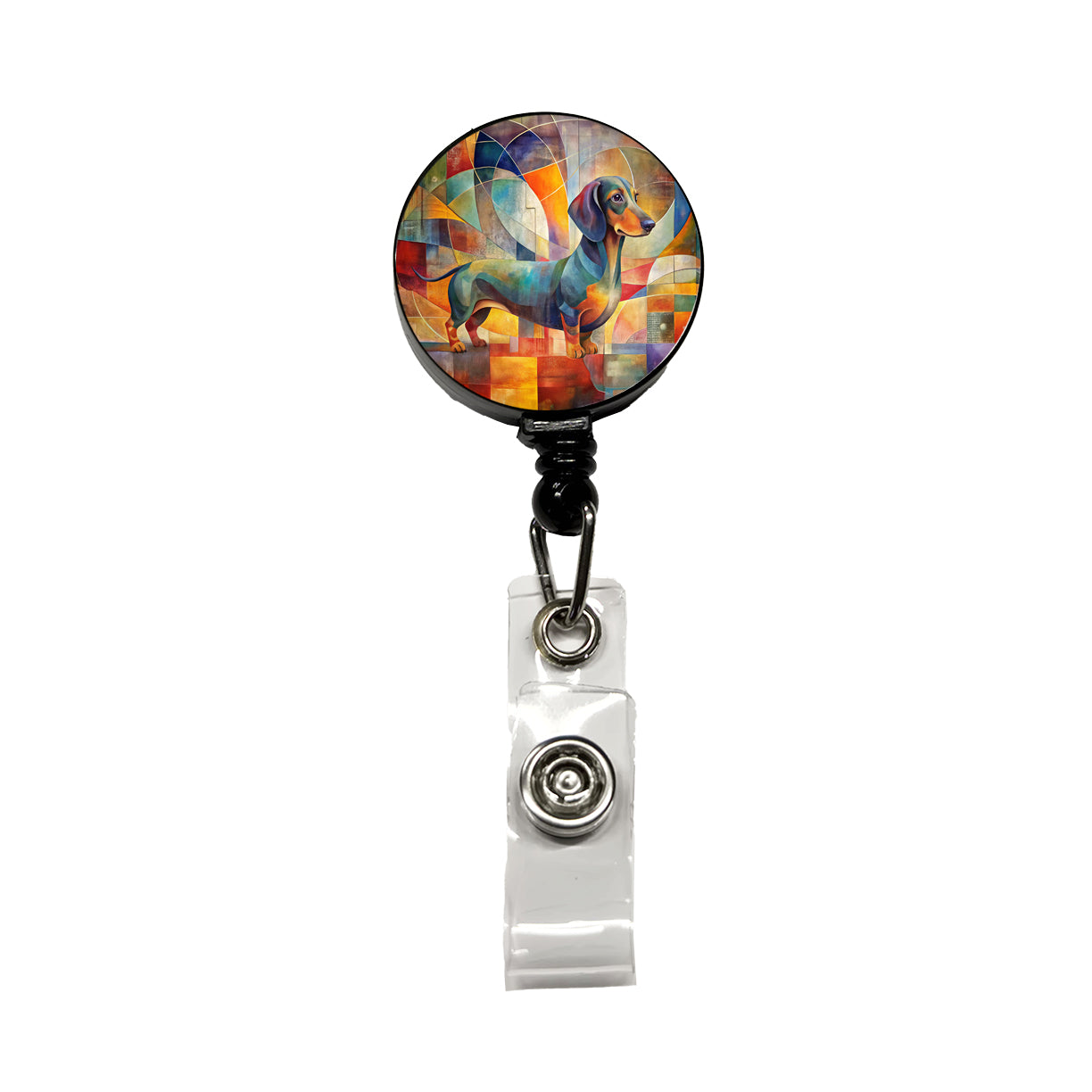 Dachshund Dog Abstract Art Retractable ID Key Card Name Tag Badge Holder with Clip
