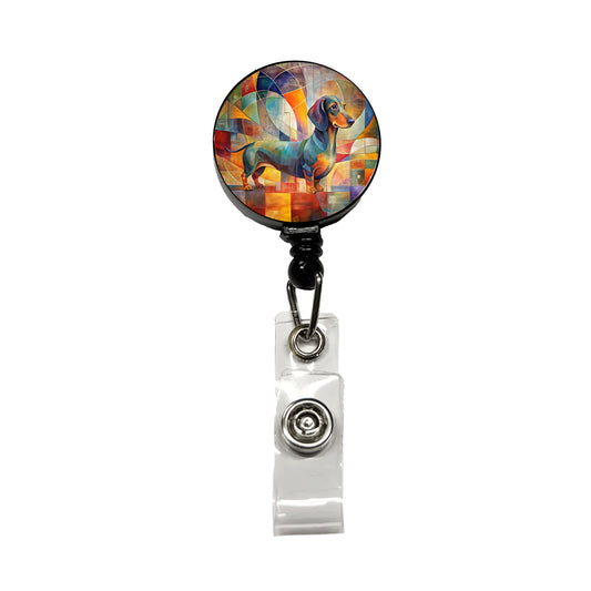 Dachshund Dog Abstract Art Retractable ID Key Card Name Tag Badge Holder with Clip