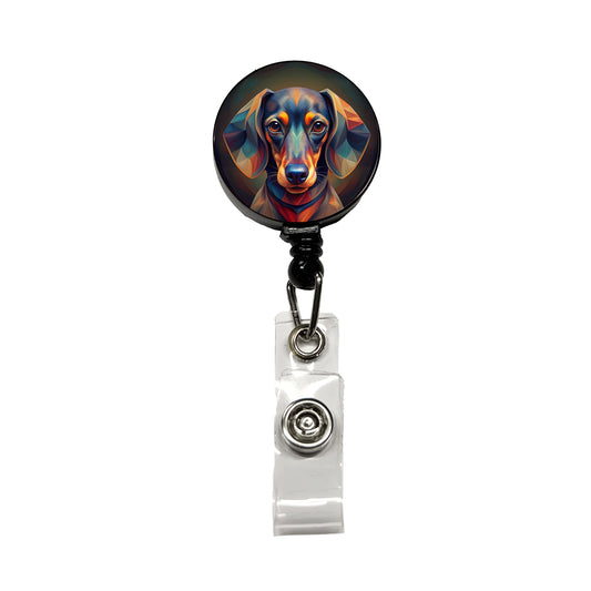 Dachshund Dog Abstract Stylized Art Retractable ID Key Card Name Tag Badge Holder with Clip