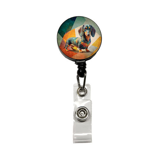 Dachshund Dog Contemporary Art Retractable ID Key Card Name Tag Badge Holder with Clip