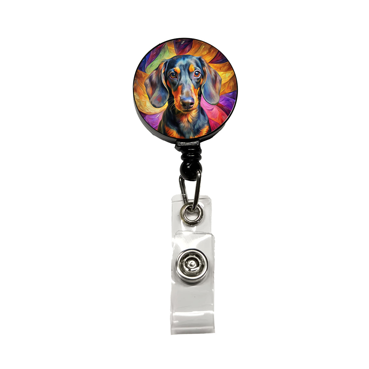 Dachshund Dog Expressionism Art Retractable ID Key Card Name Tag Badge Holder with Clip