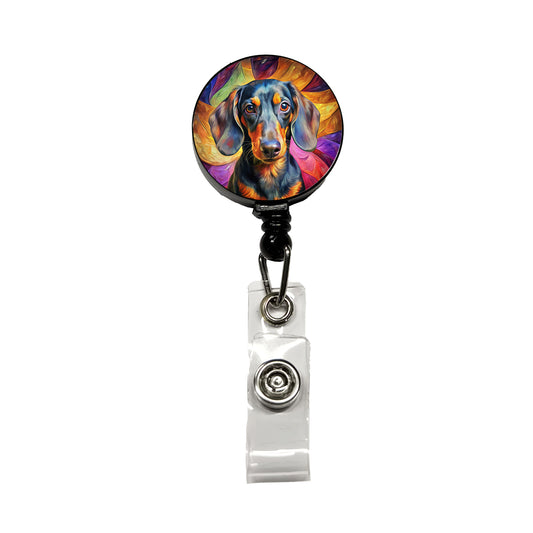 Dachshund Dog Expressionism Art Retractable ID Key Card Name Tag Badge Holder with Clip