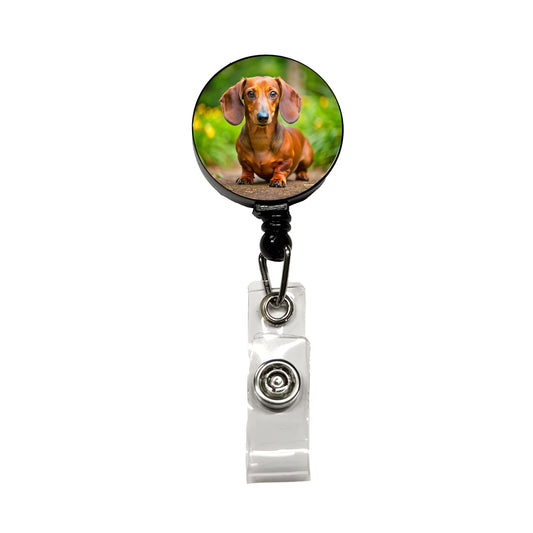 Dachshund Dog Photo Retractable ID Key Card Name Tag Badge Holder with Clip