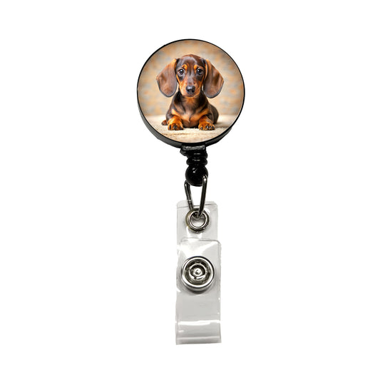 Dachshund Dog Puppy Photo Retractable ID Key Card Name Tag Badge Holder with Clip