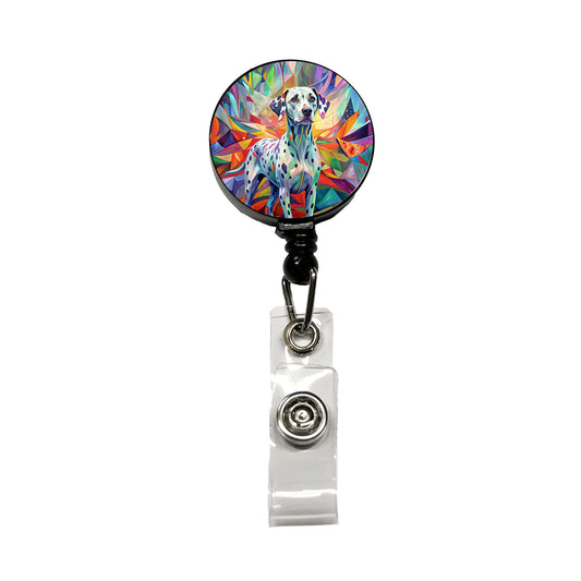 Dalmatian Dog Abstract Art Retractable ID Key Card Name Tag Badge Holder with Clip