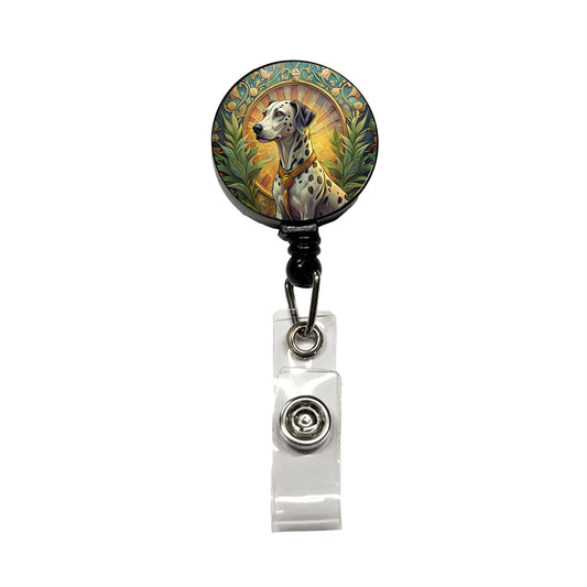Dalmatian Dog Art Nouveau Retractable ID Key Card Name Tag Badge Holder with Clip