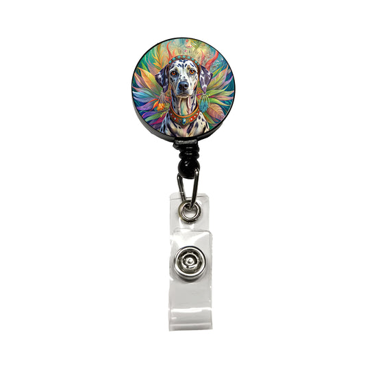 Dalmatian Dog Bohemian Art Retractable ID Key Card Name Tag Badge Holder with Clip