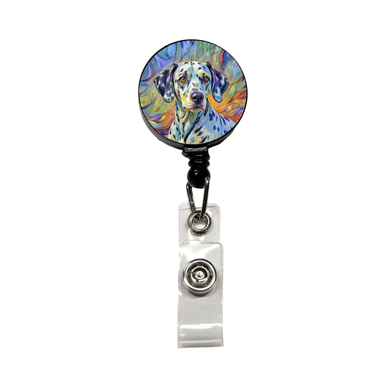 Dalmatian Dog Expressionism Art Retractable ID Key Card Name Tag Badge Holder with Clip