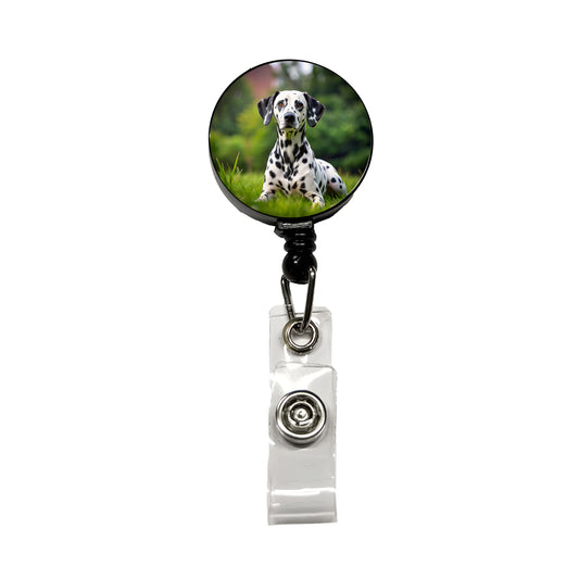 Dalmatian Dog Photo Retractable ID Key Card Name Tag Badge Holder with Clip