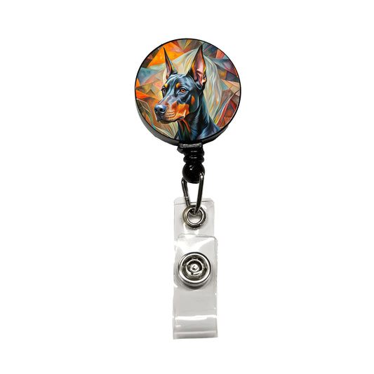 Doberman Pinscher Dog Abstract Art Retractable ID Key Card Name Tag Badge Holder with Clip