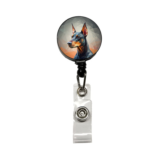 Doberman Pinscher Dog Abstract Stylized Art Retractable ID Key Card Name Tag Badge Holder with Clip