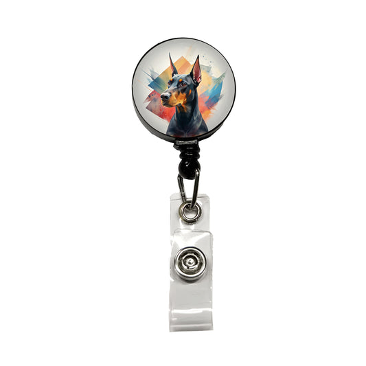 Doberman Pinscher Dog Contemporary Art Retractable ID Key Card Name Tag Badge Holder with Clip