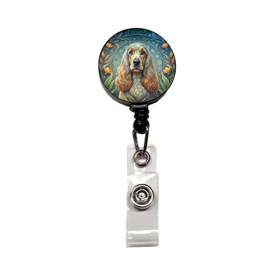 English Cocker Spaniel Dog Art Nouveau Retractable ID Key Card Name Tag Badge Holder with Clip