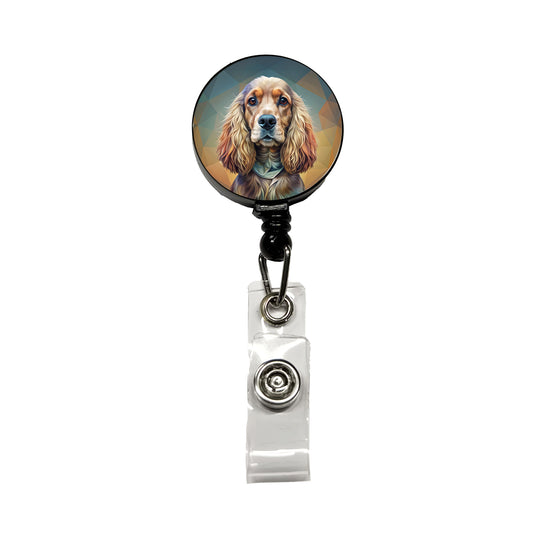 English Cocker Spaniel Dog Contemporary Art Retractable ID Key Card Name Tag Badge Holder with Clip