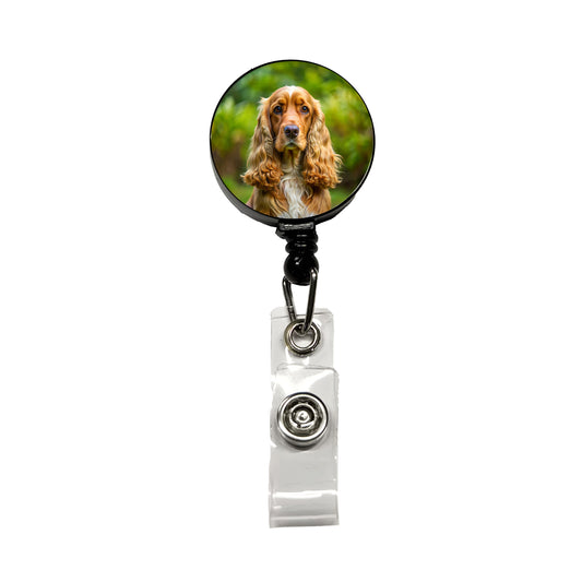 English Cocker Spaniel Dog Photo Retractable ID Key Card Name Tag Badge Holder with Clip