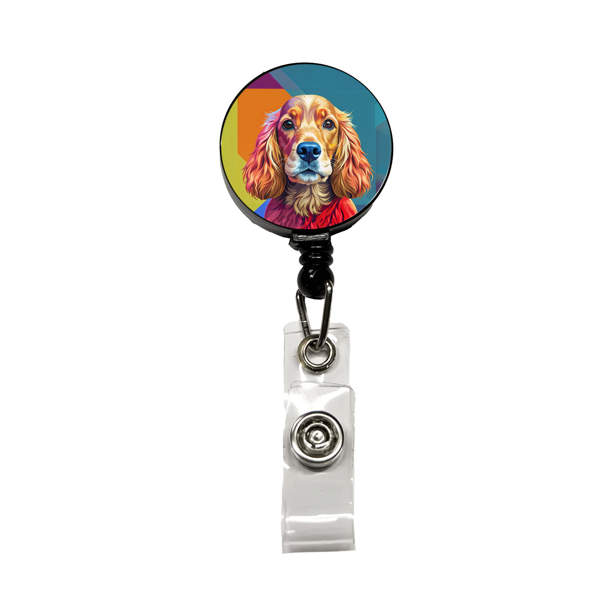 English Cocker Spaniel Dog Pop Art Retractable ID Key Card Name Tag Badge Holder with Clip