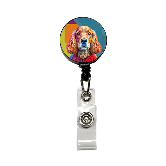 English Cocker Spaniel Dog Pop Art Retractable ID Key Card Name Tag Badge Holder with Clip