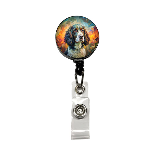 English Springer Spaniel Dog Abstract Art Retractable ID Key Card Name Tag Badge Holder with Clip