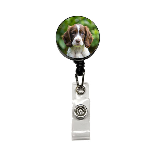 English Springer Spaniel Dog Puppy Photo Retractable ID Key Card Name Tag Badge Holder with Clip