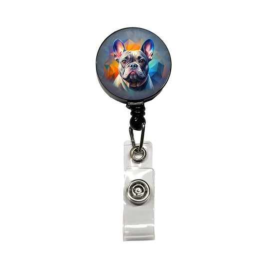 French Bulldog Frenchie Dog Contemporary Art Retractable ID Key Card Name Tag Badge Holder with Clip