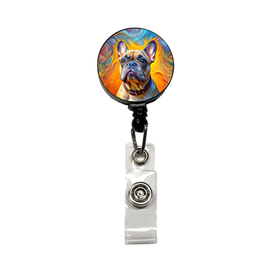 French Bulldog Frenchie Dog Expressionism Art Retractable ID Key Card Name Tag Badge Holder with Clip