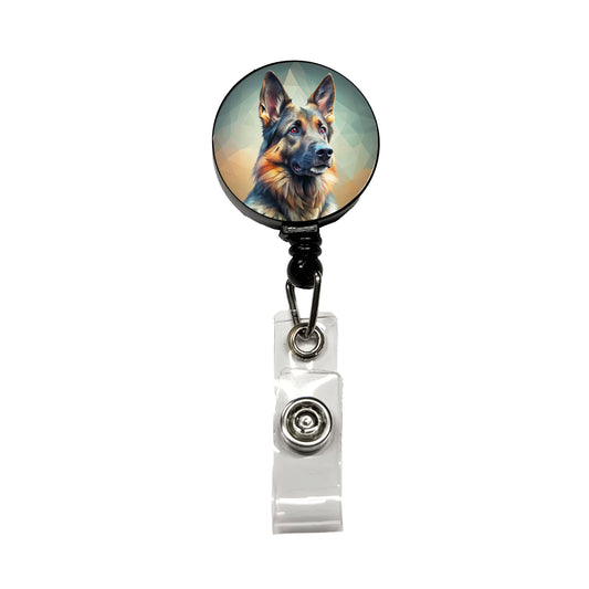German Shepherd Dog Contemporary Art Retractable ID Key Card Name Tag Badge Holder with Clip