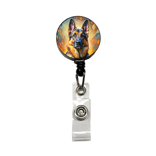 German Shepherd Dog Expressionism Art Retractable ID Key Card Name Tag Badge Holder with Clip