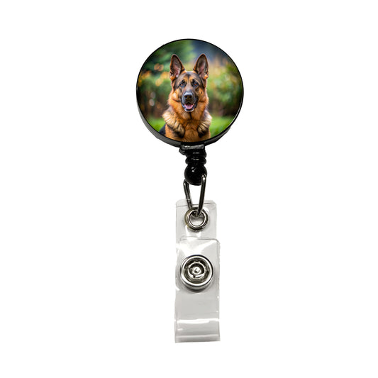 German Shepherd Dog Photo Retractable ID Key Card Name Tag Badge Holder with Clip