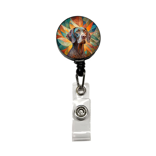 German Shorthaired Pointer Dog Abstract Stylized Art Retractable ID Key Card Name Tag Badge Holder with Clip