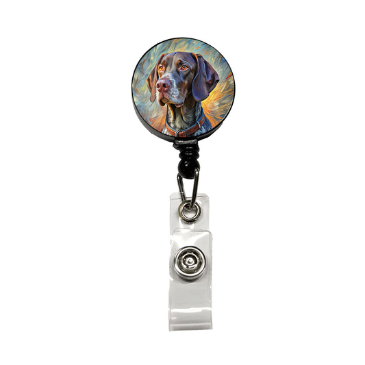 German Shorthaired Pointer Dog Expressionism Art Retractable ID Key Card Name Tag Badge Holder with Clip