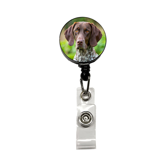 German Shorthaired Pointer Dog Photo Retractable ID Key Card Name Tag Badge Holder with Clip