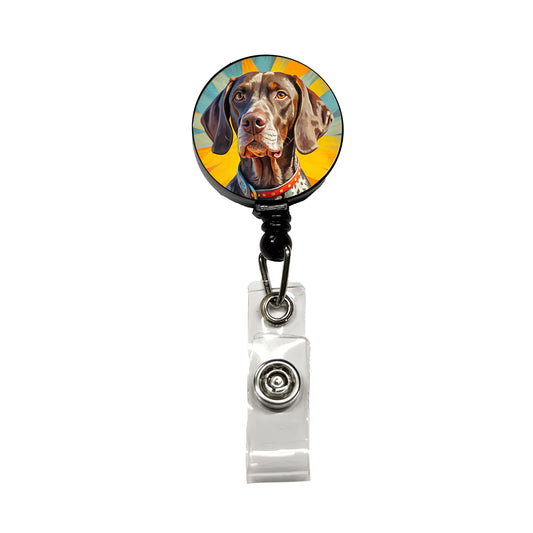 German Shorthaired Pointer Dog Pop Art Retractable ID Key Card Name Tag Badge Holder with Clip