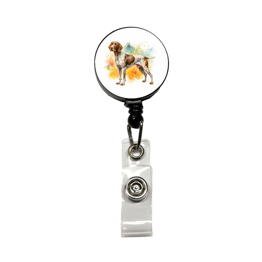 German Shorthaired Pointer Dog Watercolor Style Retractable ID Key Card Name Tag Badge Holder with Clip