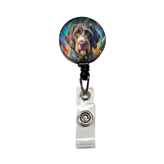 German Wirehaired Pointer Dog Contemporary Art Retractable ID Key Card Name Tag Badge Holder with Clip