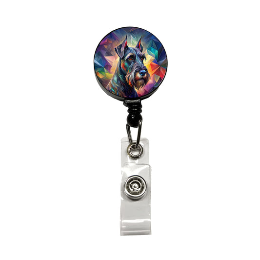 Giant Schnauzer Dog Abstract Stylized Art Retractable ID Key Card Name Tag Badge Holder with Clip