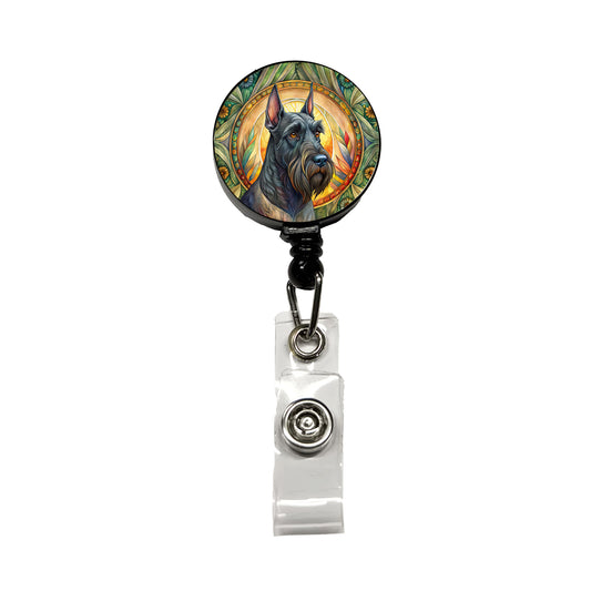 Giant Schnauzer Dog Art Nouveau Retractable ID Key Card Name Tag Badge Holder with Clip
