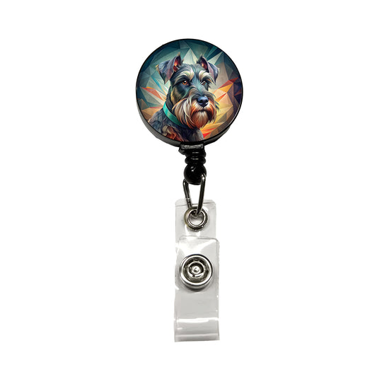 Giant Schnauzer Dog Contemporary Art Retractable ID Key Card Name Tag Badge Holder with Clip